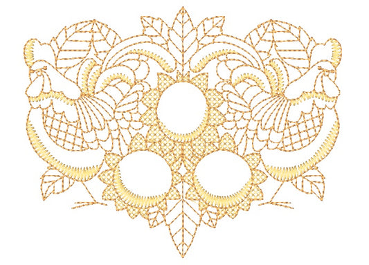 Gold roosters and Sunflowers 11042 Machine Embroidery Designs