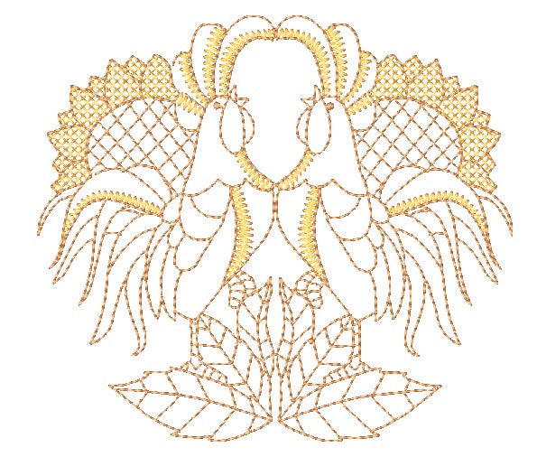 Gold roosters and Sunflowers 11042 Machine Embroidery Designs