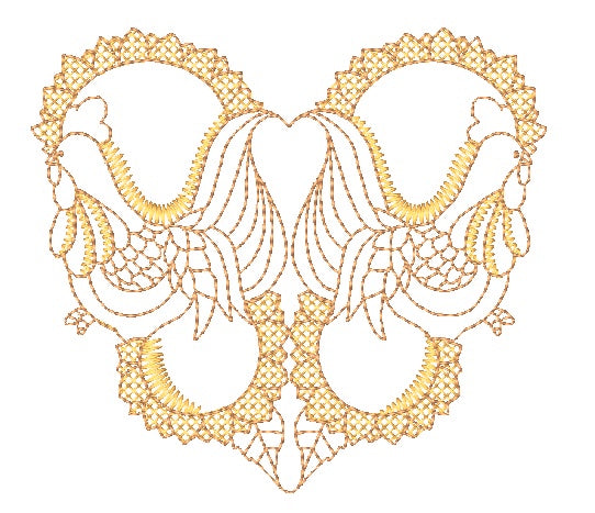 Gold roosters and Sunflowers 11042 Machine Embroidery Designs