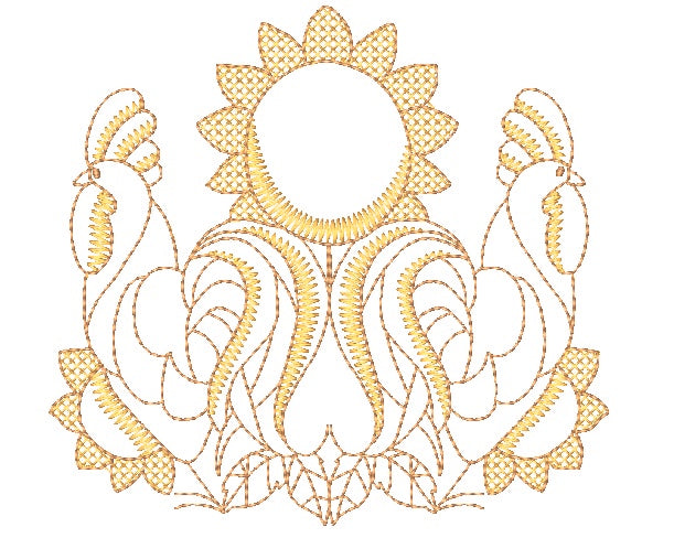 Gold roosters and Sunflowers 11042 Machine Embroidery Designs