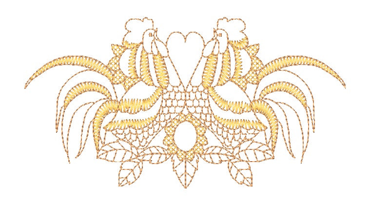 Gold roosters and Sunflowers 11042 Machine Embroidery Designs