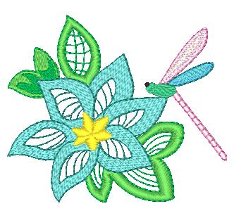 Dragonflies and flowers 10768 Machine Embroidery Designs