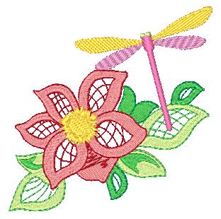 Dragonflies and flowers 10768 Machine Embroidery Designs