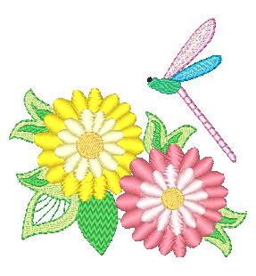 Dragonflies and flowers 10768 Machine Embroidery Designs