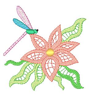 Dragonflies and flowers 10768 Machine Embroidery Designs