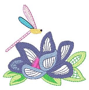Dragonflies and flowers 10768 Machine Embroidery Designs