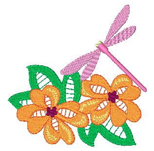 Dragonflies and flowers 10768 Machine Embroidery Designs