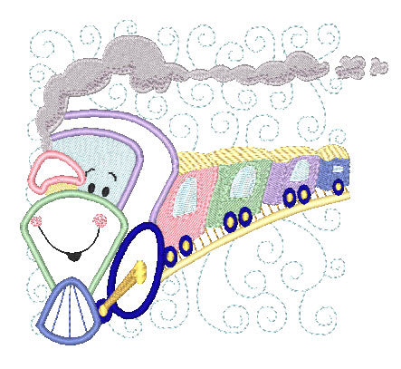 Applique Curly Train Blocks 11089 Machine Embroidery Designs