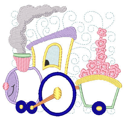 Applique Curly Train Blocks 11089 Machine Embroidery Designs