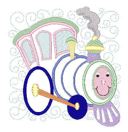 Applique Curly Train Blocks 11089 Machine Embroidery Designs
