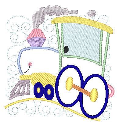Applique Curly Train Blocks 11089 Machine Embroidery Designs