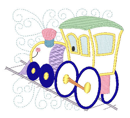 Applique Curly Train Blocks 11089 Machine Embroidery Designs