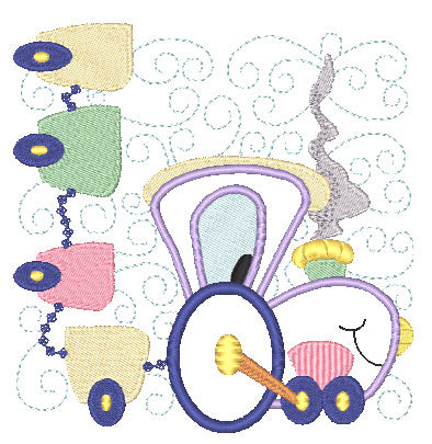 Applique Curly Train Blocks 11089 Machine Embroidery Designs