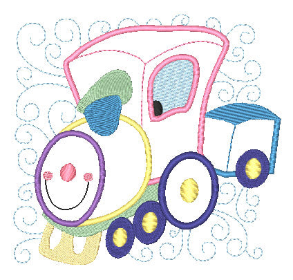 Applique Curly Train Blocks 11089 Machine Embroidery Designs