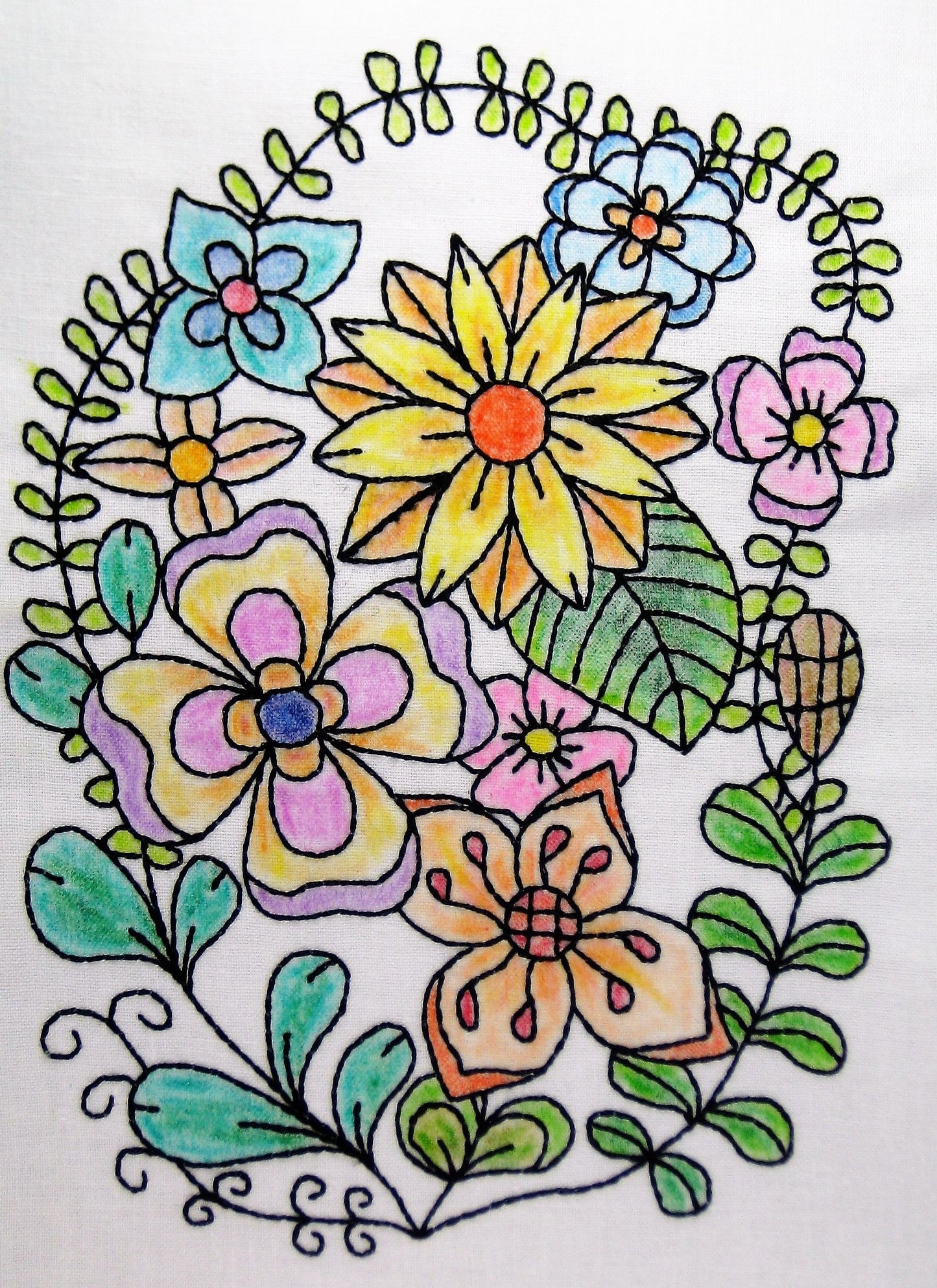 Lineart Floral Ovals for Coloring 5x7 11674 Machine Embroidery Designs