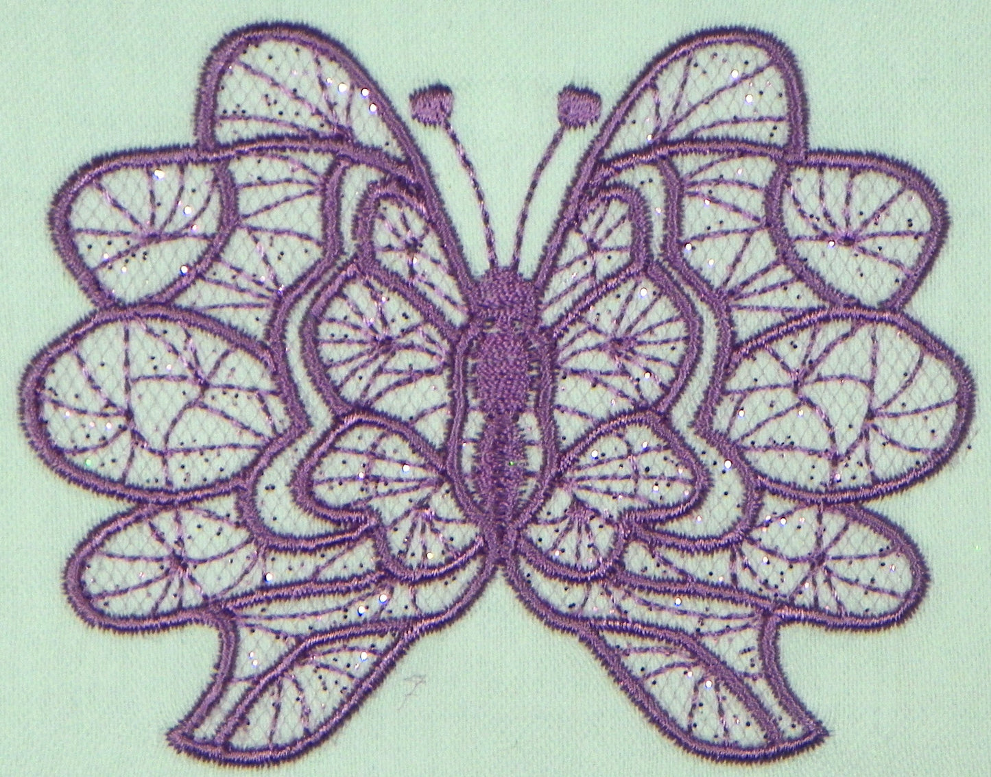 Crochet Style Butterflies Tulle Applique ATWS-10332