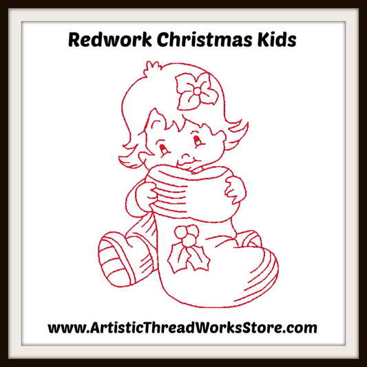 Redwork Christmas Kids ATWS-10020
