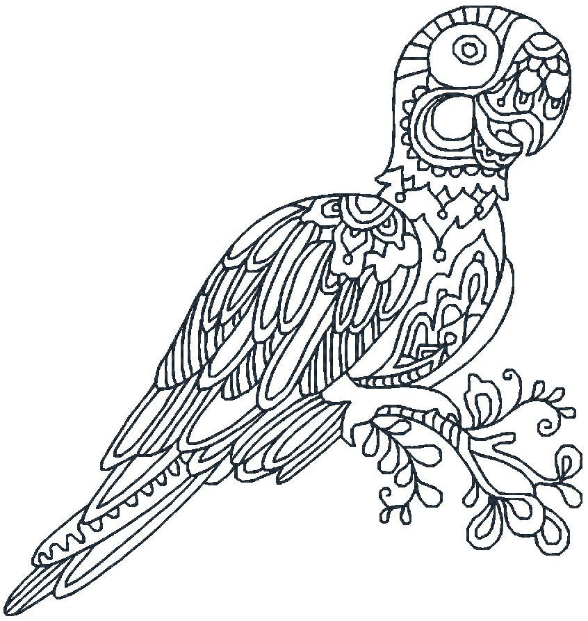 Coloring Art Deco Parrots ATWS-10036