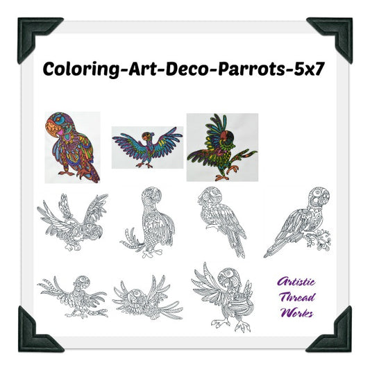 Coloring Art Deco Parrots ATWS-10036