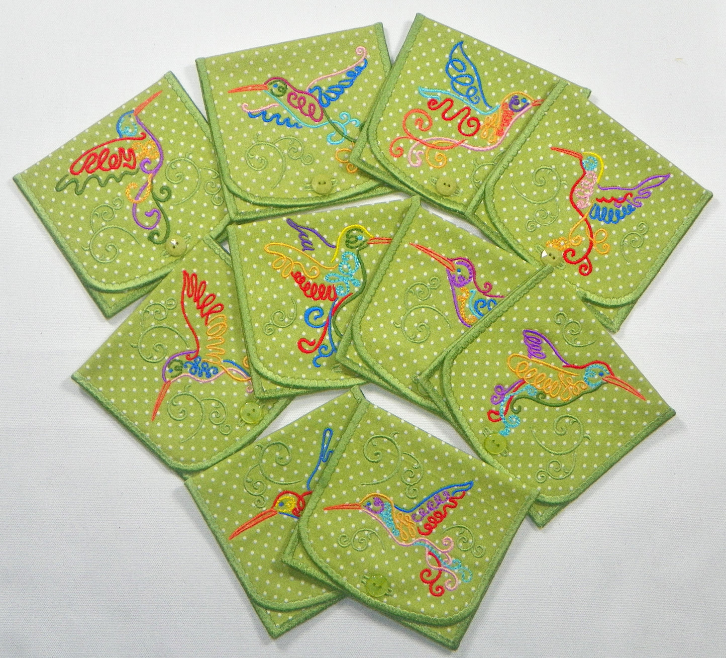 Art Deco Hummingbirds Pouch 6x10 ATWS-10385