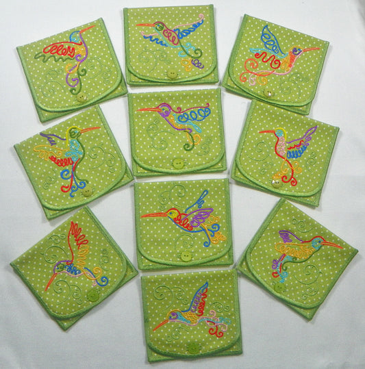 Art Deco Hummingbirds Pouch 6x10 ATWS-10385