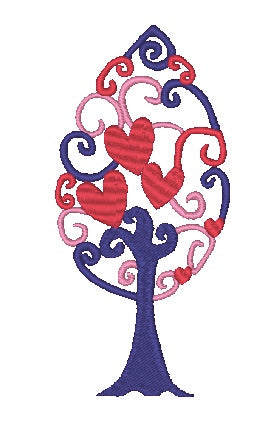 Curly Valentine Trees-KM [4x4] 11783 Machine Embroidery Designs