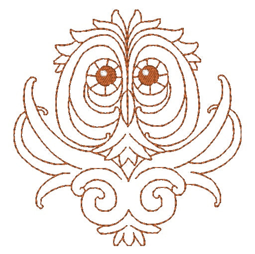 King Of Owls Redwork 11002 Machine Embroidery Designs
