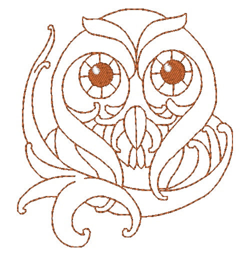 King Of Owls Redwork 11002 Machine Embroidery Designs