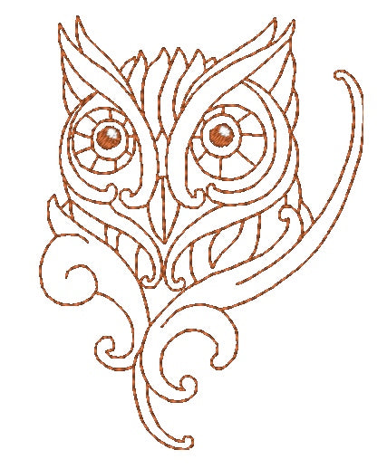 King Of Owls Redwork 11002 Machine Embroidery Designs