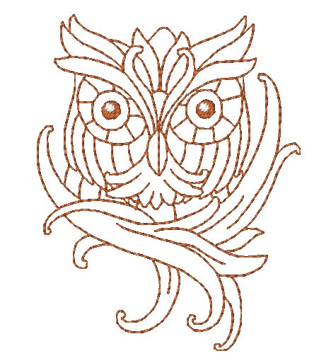 King Of Owls Redwork 11002 Machine Embroidery Designs