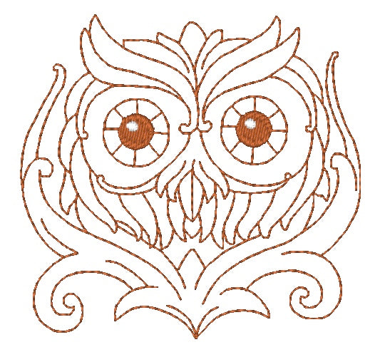 King Of Owls Redwork 11002 Machine Embroidery Designs
