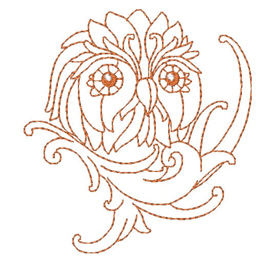 King Of Owls Redwork 11002 Machine Embroidery Designs