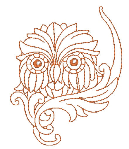 King Of Owls Redwork 11002 Machine Embroidery Designs