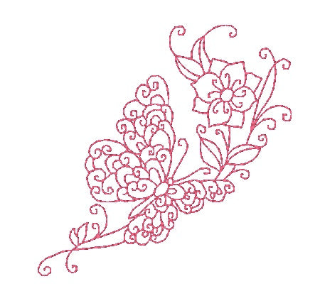 Redwork Curly Butterflies 10984 Machine Embroidery Designs