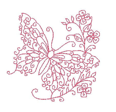 Redwork Curly Butterflies 10984 Machine Embroidery Designs