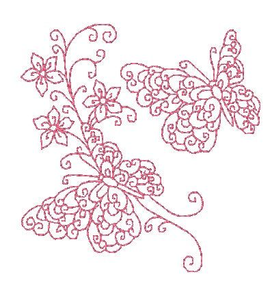 Redwork-Curly-Butterflies-2 10984-2 Machine Embroidery Designs