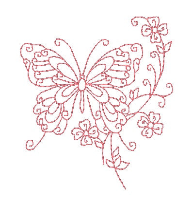 Redwork-Curly-Butterflies-2 10984-2 Machine Embroidery Designs