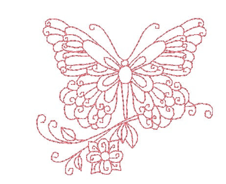 Redwork-Curly-Butterflies-2 10984-2 Machine Embroidery Designs