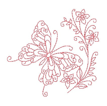 Redwork-Curly-Butterflies-2 10984-2 Machine Embroidery Designs