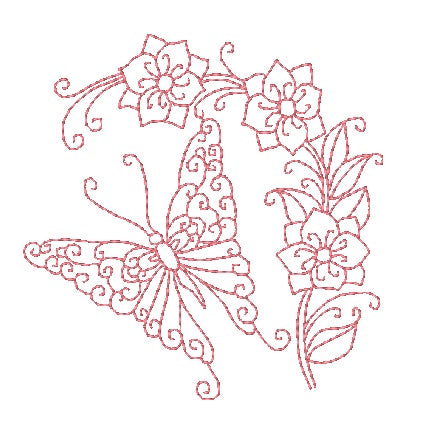Redwork-Curly-Butterflies-2 10984-2 Machine Embroidery Designs