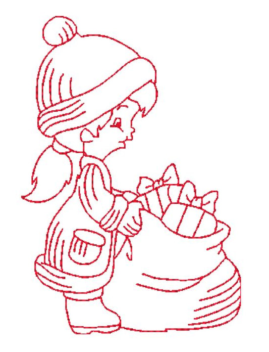 Redwork Christmas Kids ATWS-10020