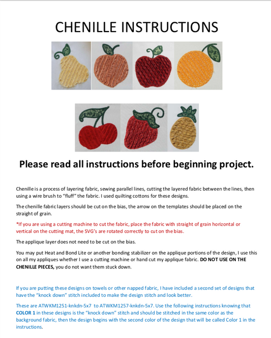 Chenille Cutwork Fruit ATWS-10023