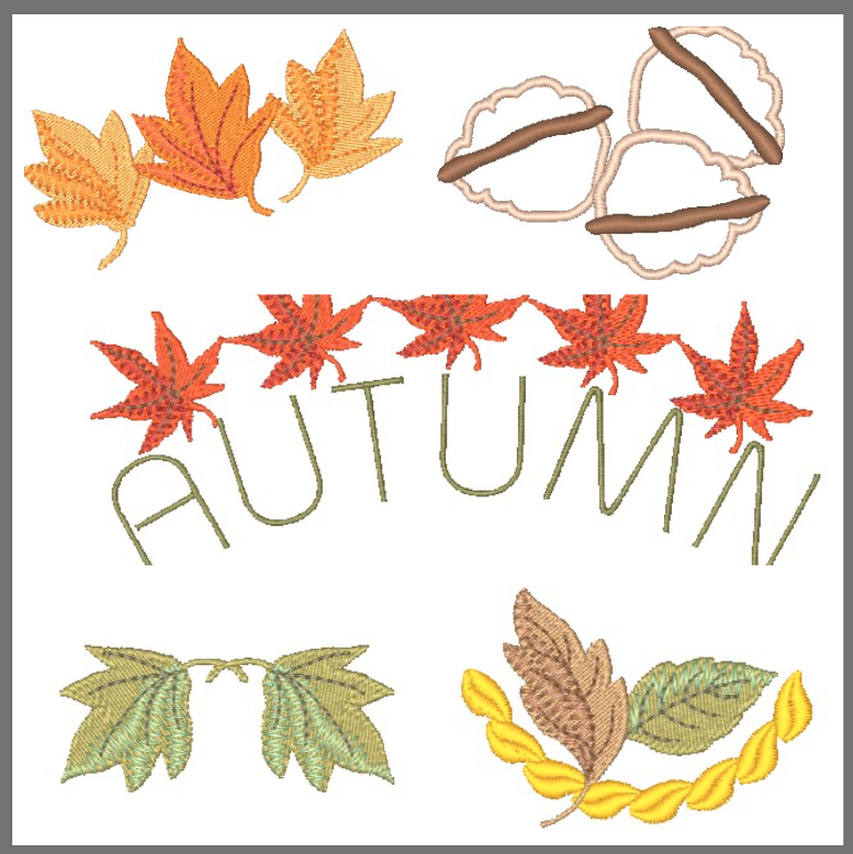 Pumpkins and Leaves( Some Applique) [4x4] 10920 Machine Embroidery Designs