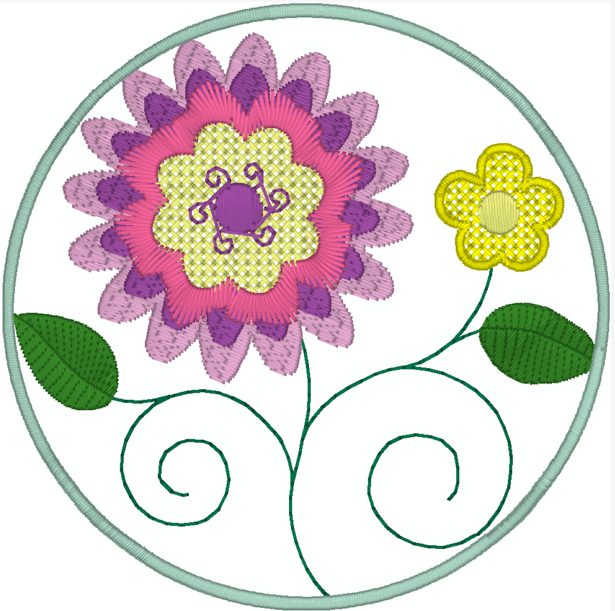 Jacobean Circle Flowers [4x4] 11507 Machine Embroidery Designs