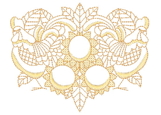 Gold roosters and Sunflowers 11042 Machine Embroidery Designs