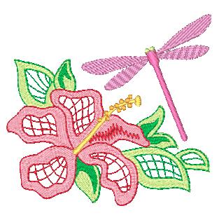 Dragonflies and flowers 10768 Machine Embroidery Designs