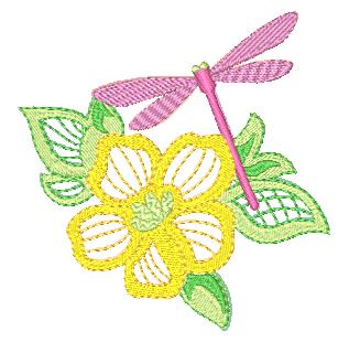 Dragonflies and flowers 10768 Machine Embroidery Designs