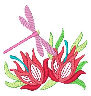 Dragonflies and flowers 10768 Machine Embroidery Designs