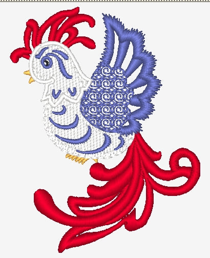 Mylar American Roosters [4x4] 11127 Machine Embroidery Designs