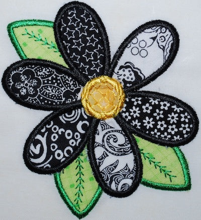 Raggy Flower Applique Machine Embroidery Design